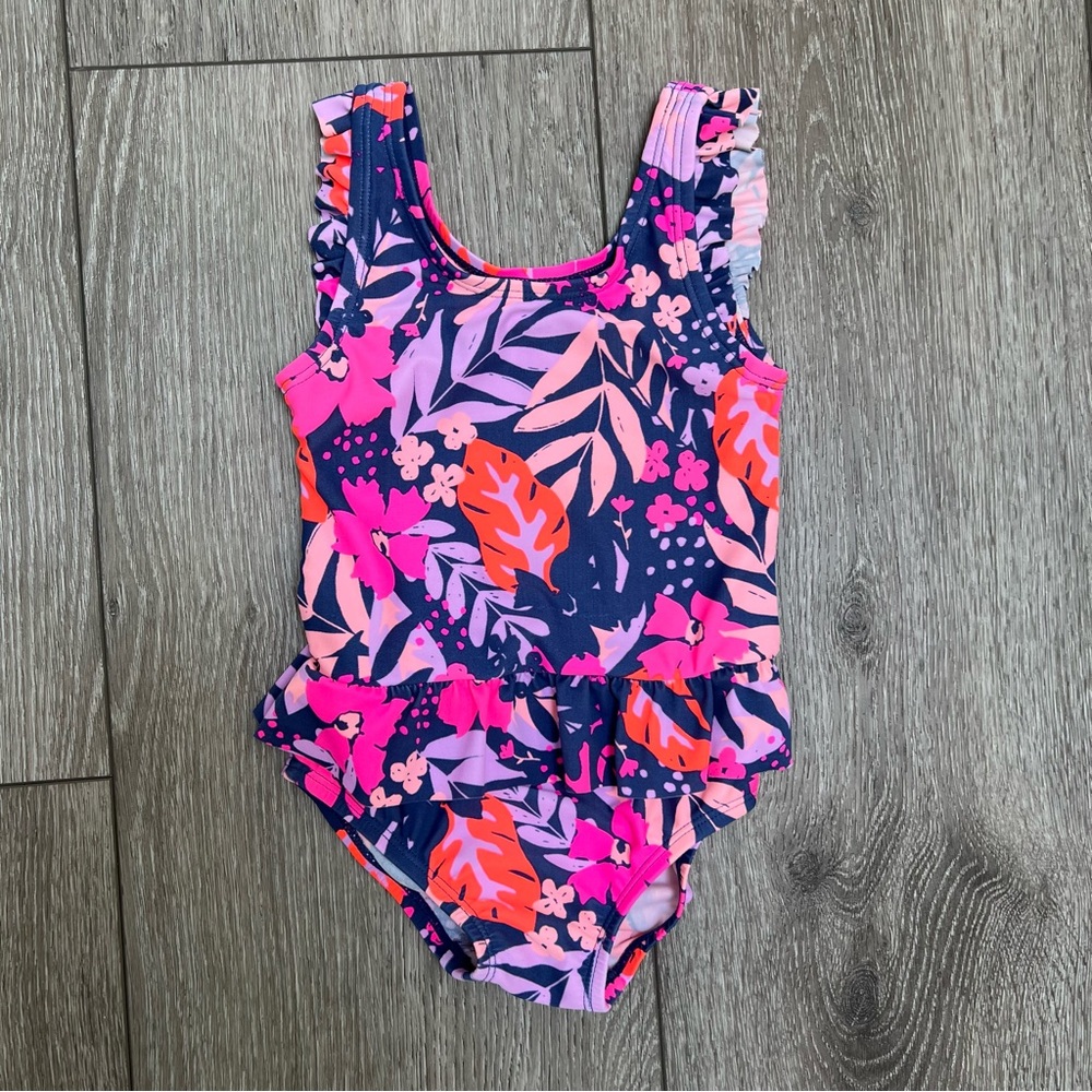 OSHKOSH ONE PIECE SWIMSUIT FLORAL BLUE 18-24MO